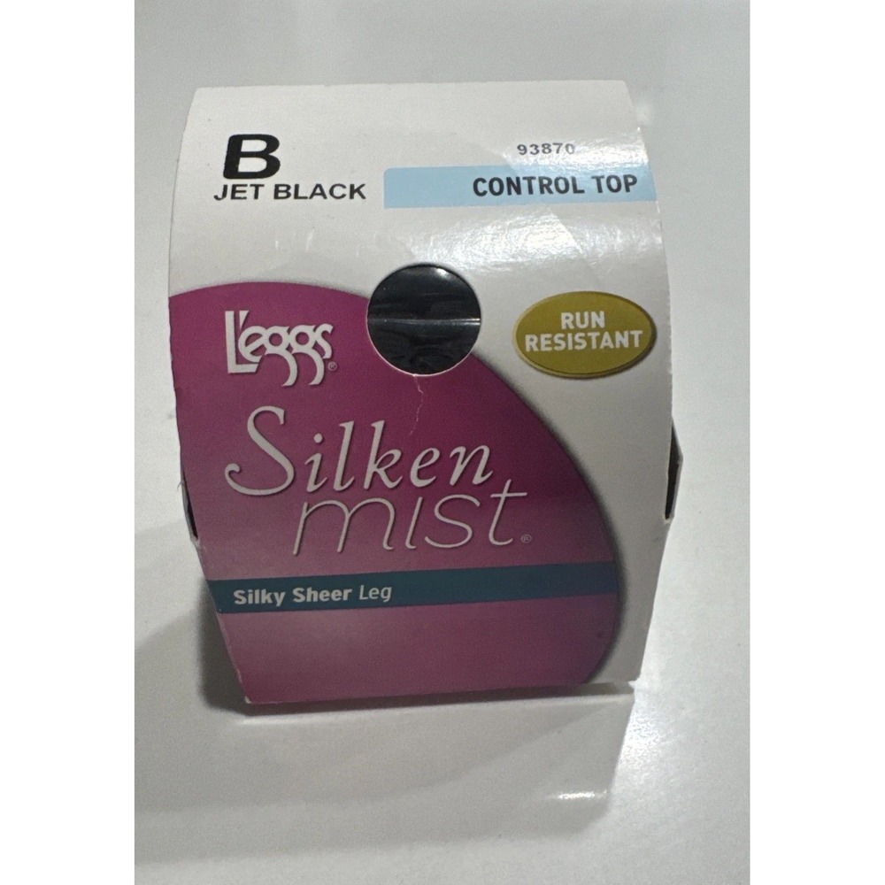 L'eggs Silken Mist Silky Sheer Leg Control Top Stockings B Jet Black 93870